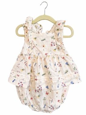 Janie & Jack Baby Girl Cotton Romper One piece Spring Summer Bugs Flowers 18-24m